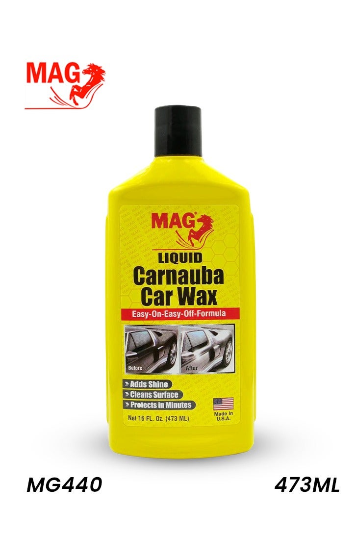MAG Liquid Carnauba Car Wax MG440 473ml – High Gloss Shine, UV & Water Protection, Easy Application, Restores Vehicle Paint & Headlights, Long-Lasting Protection, Quick & Easy Formula, Suitable for All Painted & Glossy Surfaces, Perfect for Vehicle Maintenance. - Image 1