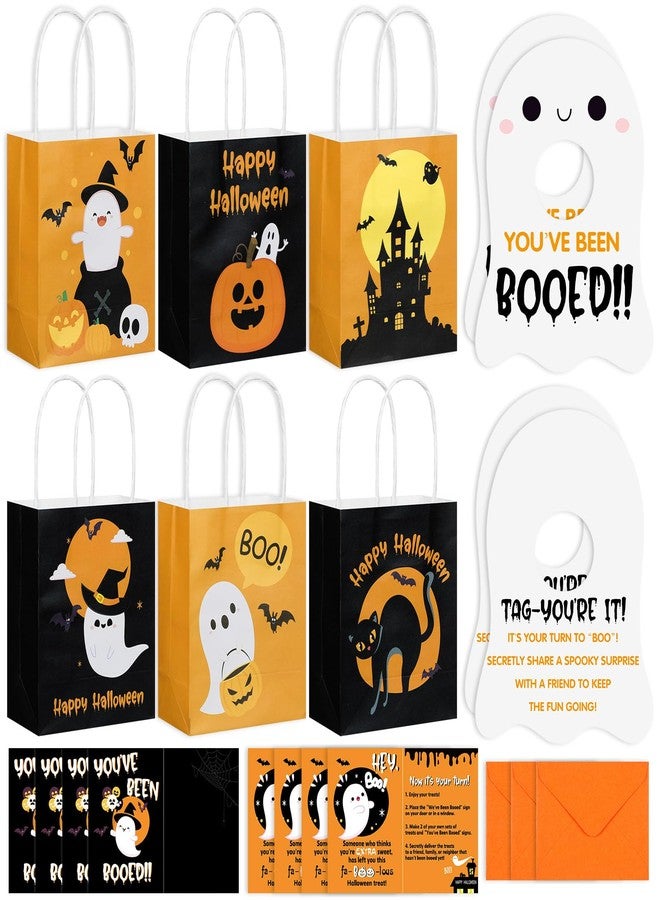 Watersay 24 Set Halloween You've Been Booed Ghost Bag Starter Kit with 24 Boo Gift Bags 24 Cardstock 24 We've Been Booed Doorknob Hangers 24 Envelopes for Neighbors Coworkers Friends (Classic Style) - Image 1