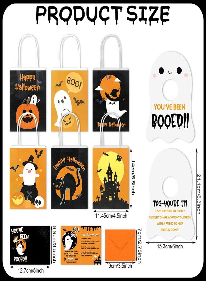 Watersay 24 Set Halloween You've Been Booed Ghost Bag Starter Kit with 24 Boo Gift Bags 24 Cardstock 24 We've Been Booed Doorknob Hangers 24 Envelopes for Neighbors Coworkers Friends (Classic Style) - Image 2