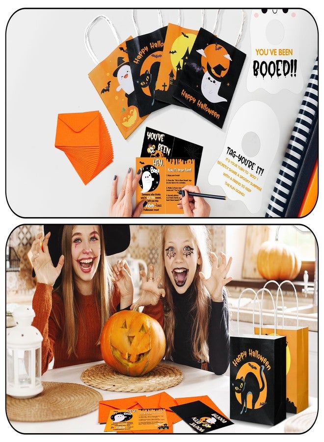 Watersay 24 Set Halloween You've Been Booed Ghost Bag Starter Kit with 24 Boo Gift Bags 24 Cardstock 24 We've Been Booed Doorknob Hangers 24 Envelopes for Neighbors Coworkers Friends (Classic Style) - Image 4