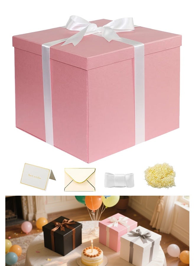 GMORO Large Gift Box 12x12x10 Inches,Pink Gift Boxes For Presents,Birthday Gift Box,Present Box,For Packaging,Valentine's Day,Mother's Day,Anniversaries. - Image 1