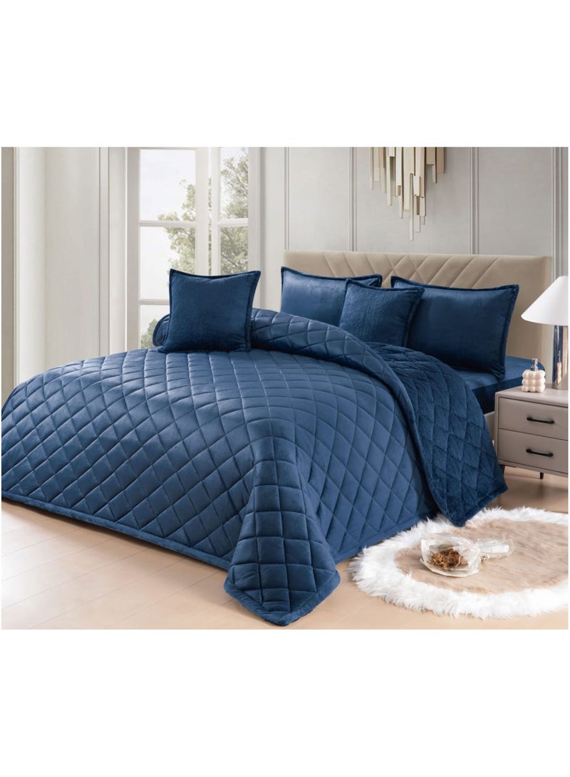 Ming Li Winter comforter set, double-sided, velvet side and soft fur side, 6 pieces, size 230 * 250 cm - Image 1