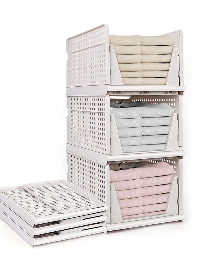 GoldenLike  سلة تخزين، منظم خزانة قابل للتكديس وصناديق تخزين، صندوق تخزين ملابس قابل للطي، 3 عبوات، حاوية تخزين لرف الأدراج لخزانة الملابس، خزانة المطبخ، الحمام، المكتب - Image 1