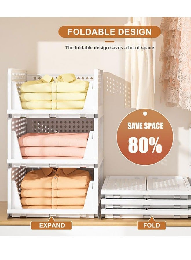 GoldenLike  سلة تخزين، منظم خزانة قابل للتكديس وصناديق تخزين، صندوق تخزين ملابس قابل للطي، 3 عبوات، حاوية تخزين لرف الأدراج لخزانة الملابس، خزانة المطبخ، الحمام، المكتب - Image 3