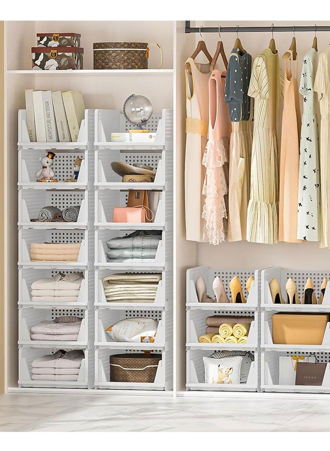 GoldenLike  سلة تخزين، منظم خزانة قابل للتكديس وصناديق تخزين، صندوق تخزين ملابس قابل للطي، 3 عبوات، حاوية تخزين لرف الأدراج لخزانة الملابس، خزانة المطبخ، الحمام، المكتب - Image 2