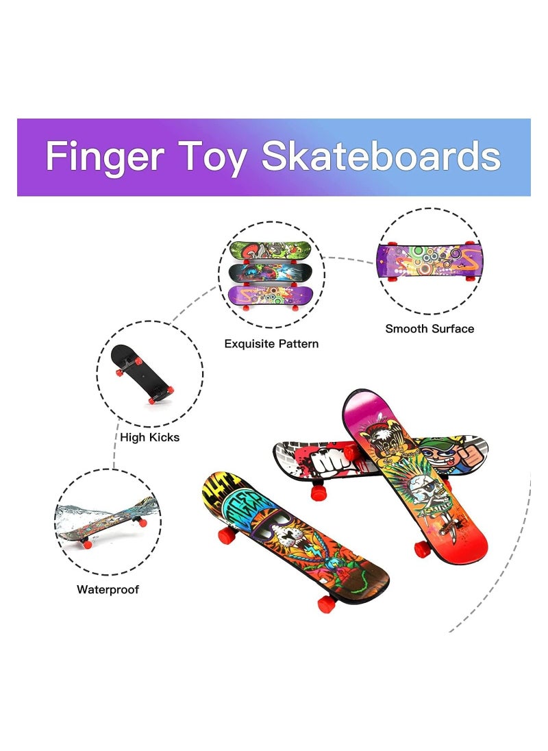 SYOSI - Finger Skateboard, 20Pcs Radom Patterns Mini Fingerboard, Fingerboard Skateboard, Skate Toy Mini Skateboard, Finger Skateboards for kids, Tabletop Freestyle Skate Game Fingerboard - Image 1