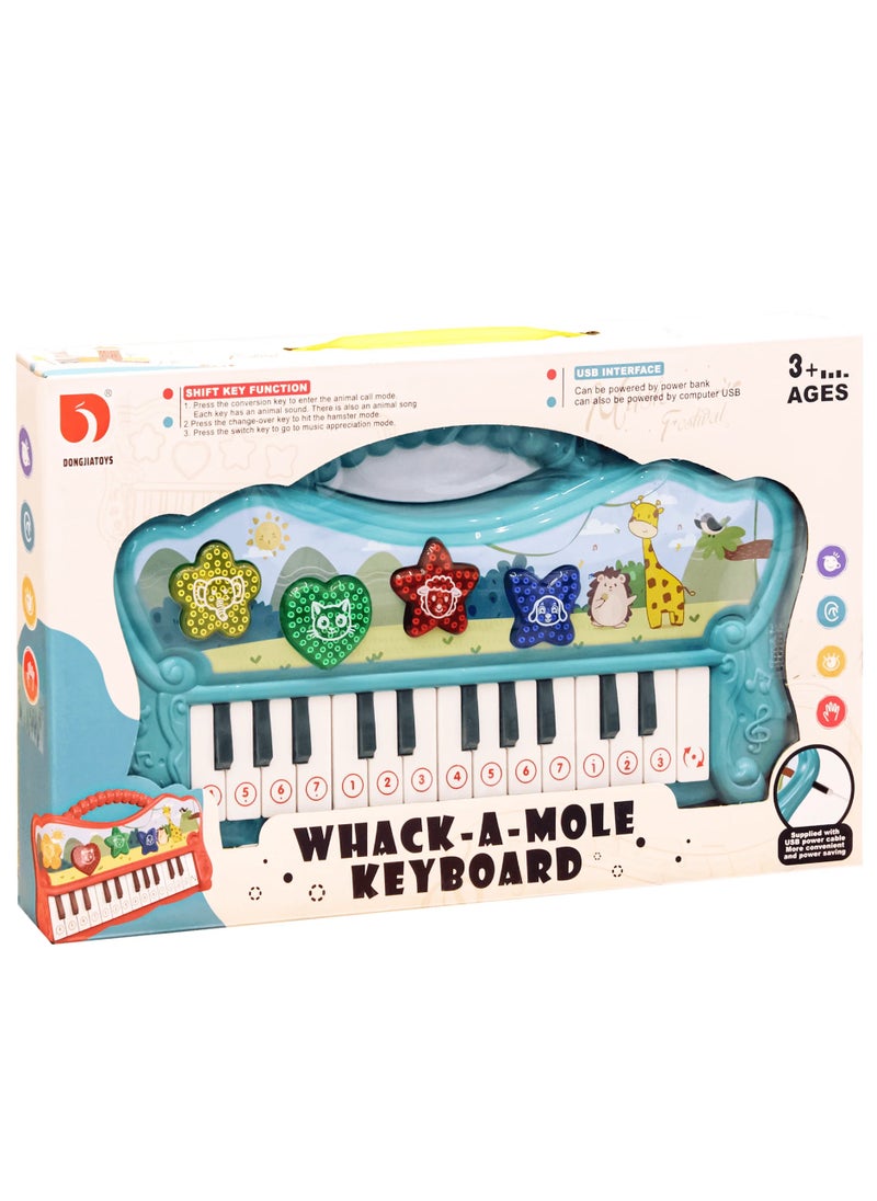 WHACK-A-MOLE KEYBOARD/PIANO FOR KIDS - Blue  - Image 1