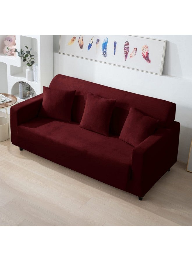 HOKIPO 200 GSM Premium Velvet Sofa Cover 3 Seater Fully Covered, Burgundy (AR-4738-BRGN) - Image 2