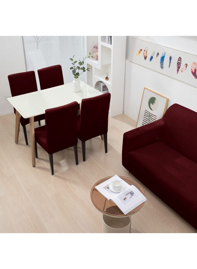 HOKIPO 200 GSM Premium Velvet Sofa Cover 3 Seater Fully Covered, Burgundy (AR-4738-BRGN) - Image 4