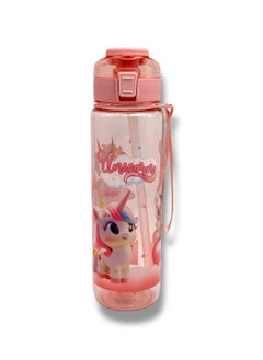 QSHOP Kids Water Bottle – Cute Unicorn Design with Straw for Easy Drinking and Hand Strap – 1000ml Perfect Companion for Kids During School Day, Trekking and Outdoor Activities  - Image 1