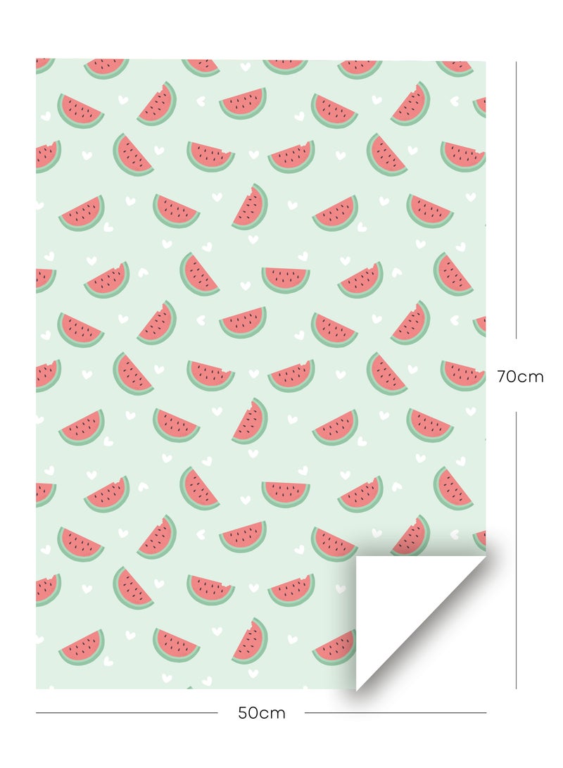شير ذا لوف  مجموعة ورق تغليف هدايا على شكل بطيخ - أوراق تغليف مرحة وملونة لأعياد الميلاد وحفلات الأطفال واحتفالات الصيف والمناسبات الخاصة - ورق تغليف هدايا فاخر صديق للبيئة (عبوة من 4 قطع، 50 × 70 سم) - Image 2