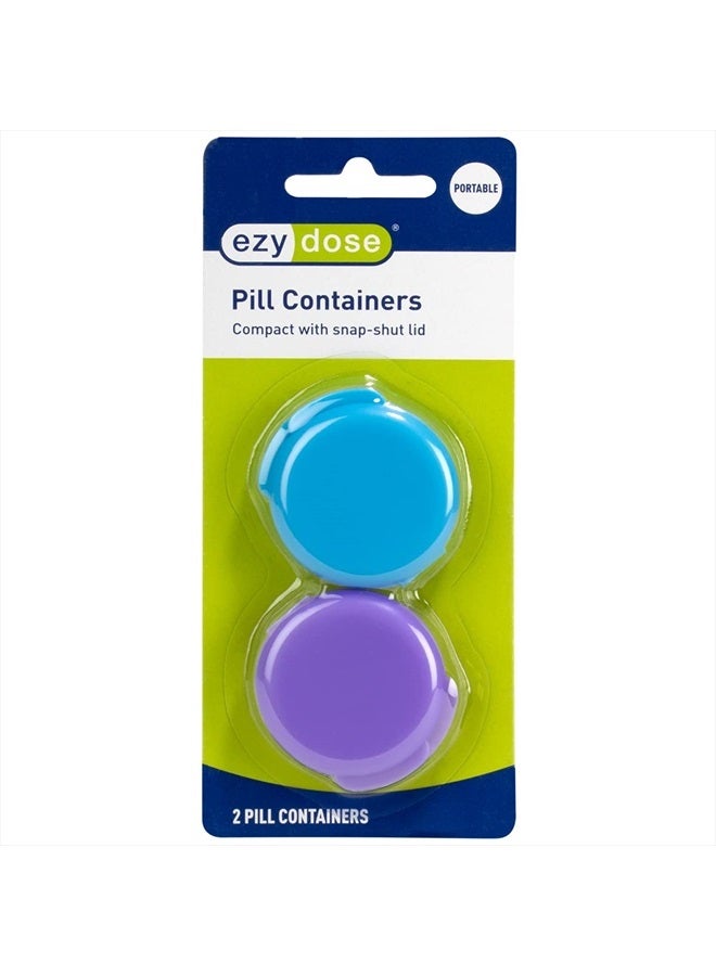 Ezy Dose صندوق الأدوية المحمول اليومي، صيدلية جيب، علبة حبوب، منظم وحاويات فيتامين، أغطية قابلة للإغلاق، مثالي للسفر، قد تختلف الألوان، عبوة 2، خالي من BPA - Image 1