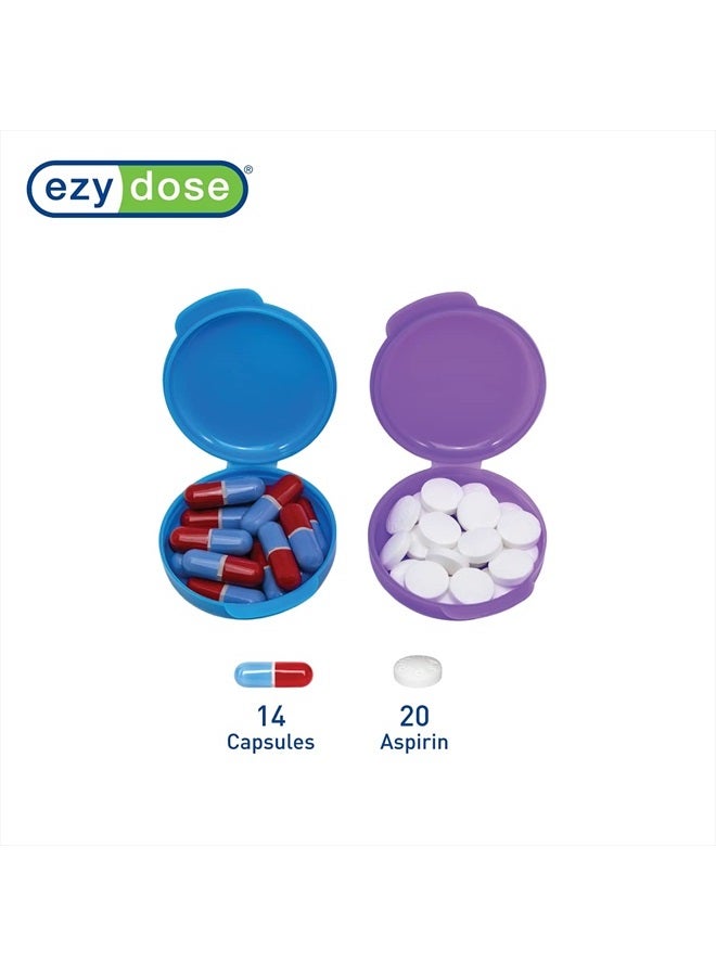 Ezy Dose صندوق الأدوية المحمول اليومي، صيدلية جيب، علبة حبوب، منظم وحاويات فيتامين، أغطية قابلة للإغلاق، مثالي للسفر، قد تختلف الألوان، عبوة 2، خالي من BPA - Image 3
