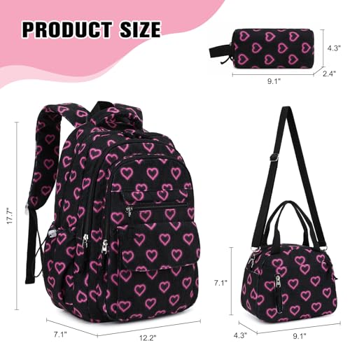 Bevalsa Backpack for Girls 3PCS Corduroy Kids Backpack Set with Lunch Box Pencil Pouch Bookbag Daypack Laptop Bag for Women Teens Elementary Middle High School - Image 3