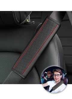 Car Seat Belt Pads Cover, Soft Comfort Leather Seat Belt Shoulder Strap Covers, Carbon Fiber Safety Seatbelt Shoulder Strap Pad (Black)