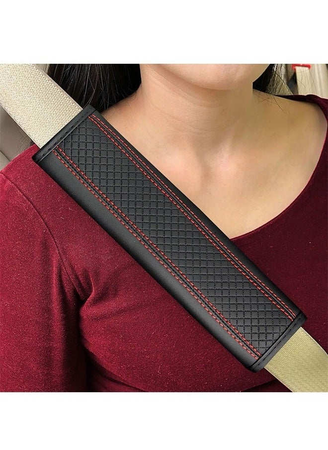 Generic - Car Seat Belt Pads Cover, Soft Comfort Leather Seat Belt Shoulder Strap Covers, Carbon Fiber Safety Seatbelt Shoulder Strap Pad (Black) - Image 1