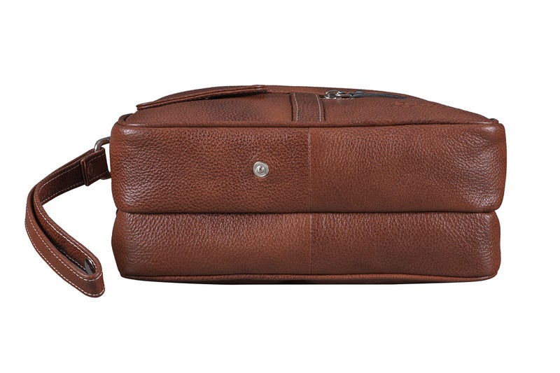 BRAND LEATHER Genuine Leather Toiletry Bag Cash Pouch/Money Carrying Pouch/Handbags/Multipurpose Travel Pouch (TAN) - Image 4