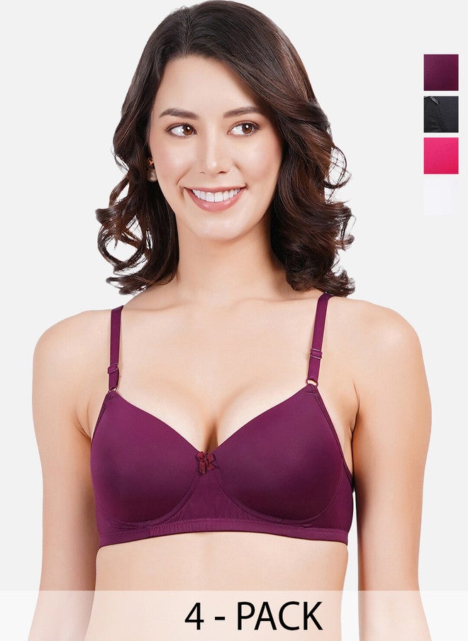 FIMS مجموعة FIMS من 4 حمالات صدر كاملة التغطية مع حشوة خفيفة وراحة طوال اليوم - Image 1