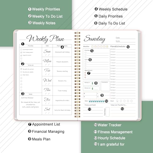 KAICN Daily Weekly Planner with Hourly Schedules, To Do List, Daily Planner for Office and Personal Organizer - Flexible PVC Cover, 5.5" X 8.5", pink - Image 3