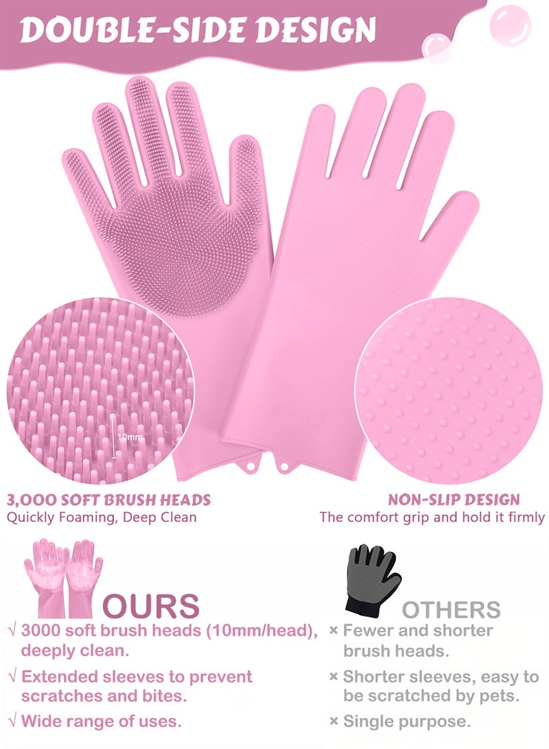 Generic Zafeen Pet Grooming Gloves - Heat Resistant Silicone with High-Density Teeth 5-Finger Design for Dog Cat Bathing Massage  - Image 5