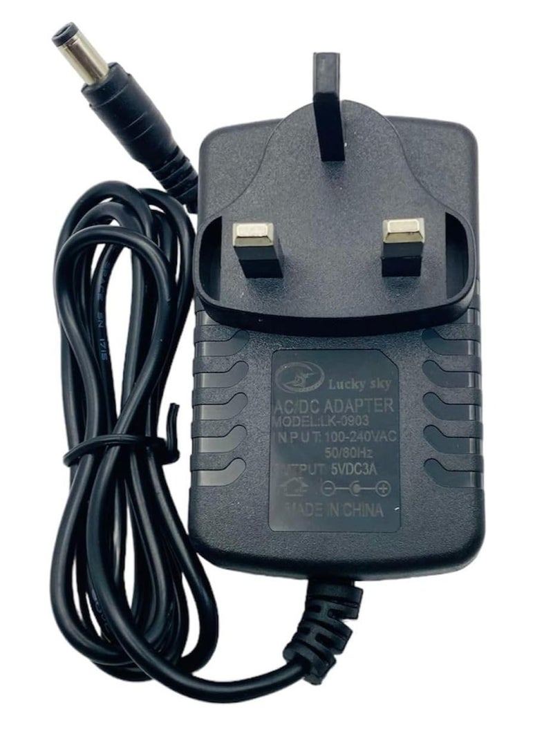 Lucky Sky DC 5V 3A محول التيار المتردد محول امدادات الطاقة محول محول الطاقة الجدار تهمة محول للاستخدام المنزلي الاحترافي ، أسود. (5 فولت 3 أمبير) - Image 1