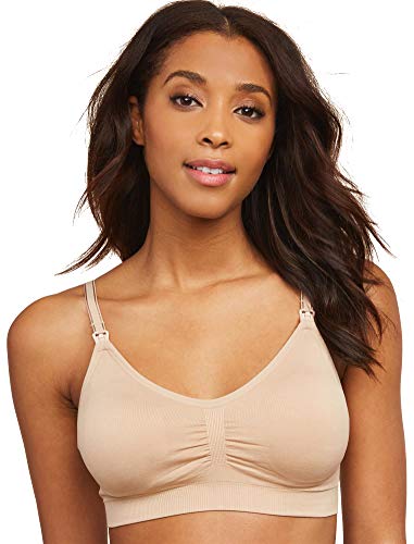 GXXGE 4Pack Nursing Bra for Breastfeeding Maternity Bras Push Up Silk Seamless Pregnancy Bralette Underwear Beige Grey Pink White Large - Image 2