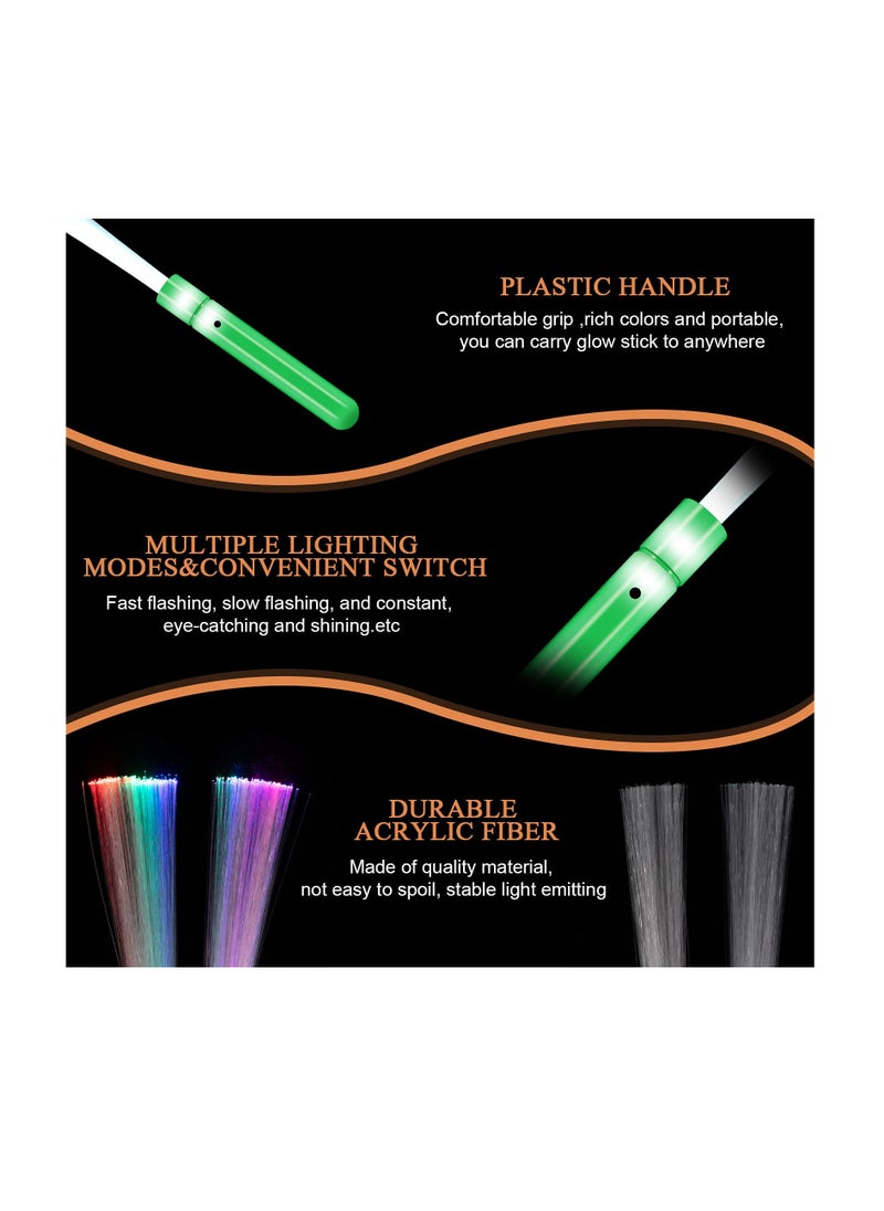 KASTWAVE - Color Glow Sticks, KASTWAVE Glow in the Dark Party Supplies Includes 4 Fiber Optic Light up Wand and 4 LED Glow Sticks Glow Flashing Wands Multi Color Glow Sticks for Party Included (8 Pieces) - Image 1