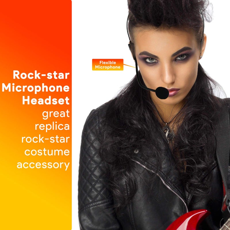 Skeleteen Rockstar Costume Accessories Headset - Fake Rock Star MJ Singer Microphone and Headphones Costume Accessory Prop - Image 2