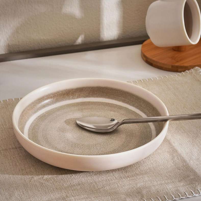 Pan Home Ash Mirage Porcelain Soup Plate Dia22cm - Beige