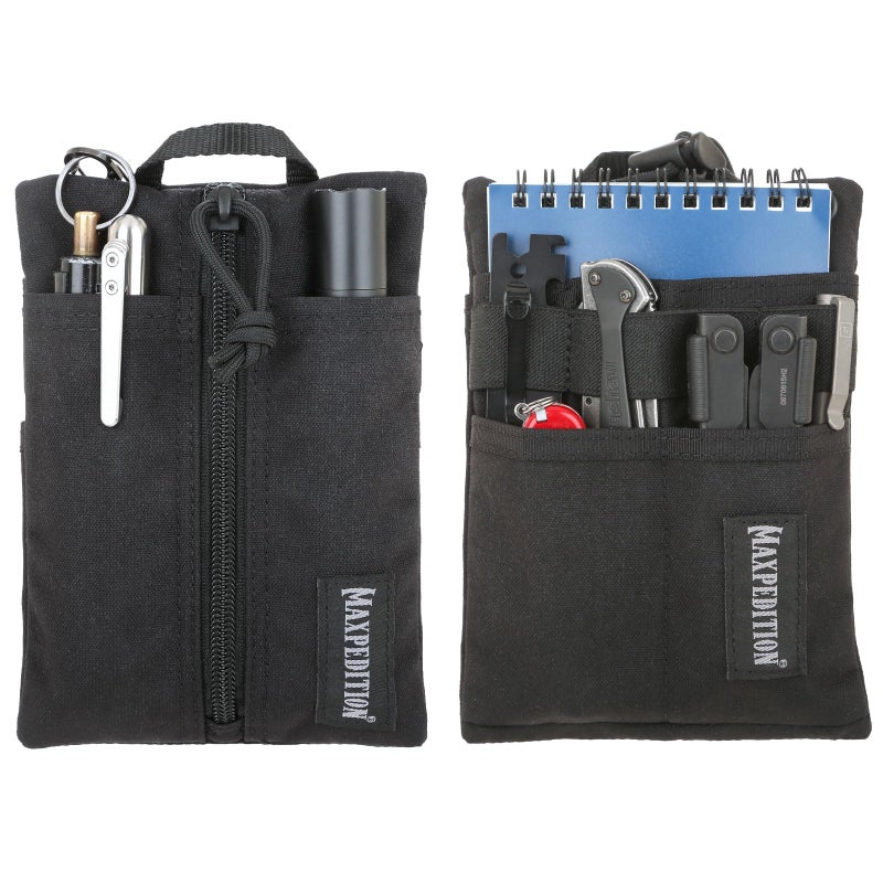 MAXPEDITION Platy Pocket Organizer Durable EDC Tool Pouch for Men Neck Wallet with Paracord Lanyard Holds Flashlight Multitool Pen Notebook Black 5 x 7