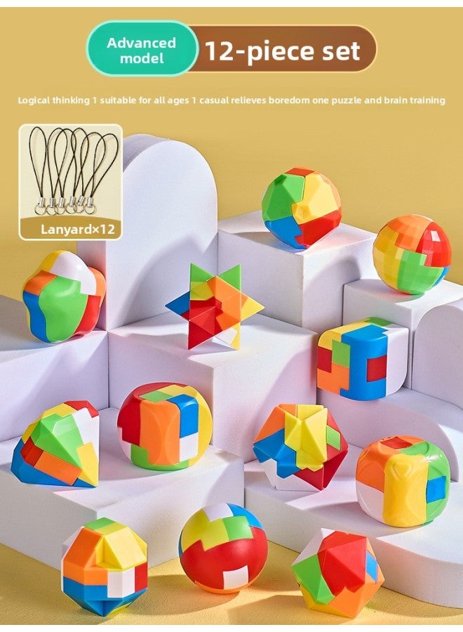 Luban Lock Kongming Lock Complete Set For Children's Cognitive Training, Suitable For Elementary Students Aged 8-12, Unlocking Building Block Toy