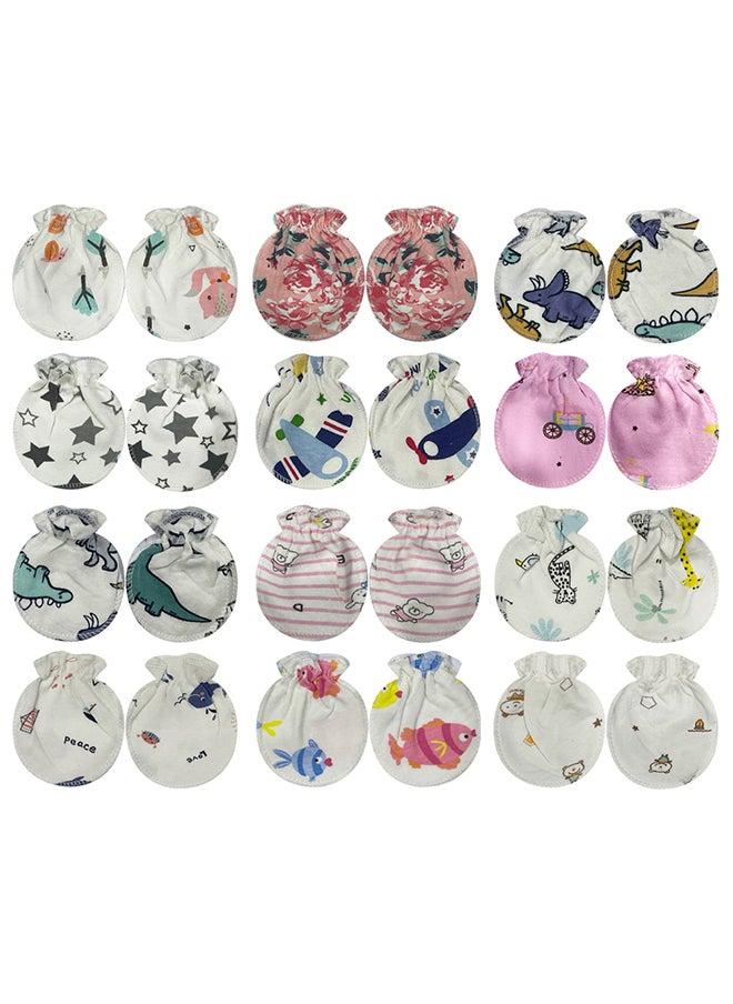 MARGOUN 12 Packs Newborn Baby Mittens Anti Scratch Baby Mittens No Scratch Mittens Baby Gloves for 0-6 Months Boys Girls Multicolour  - Image 2