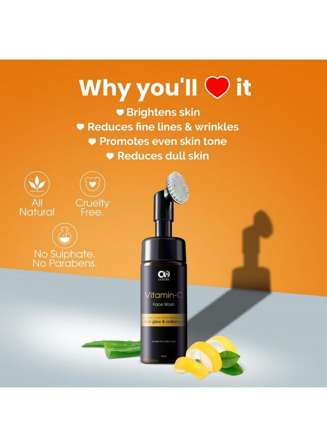 CO Luxury Brightening Vitamin C Foaming Face Wash | Built in Brush for Deep Cleansing | All Skin Type | Glowing Bright Skin | Paraben & Sulphates Free | Face Wash for Women & Men-150ml - Image 5