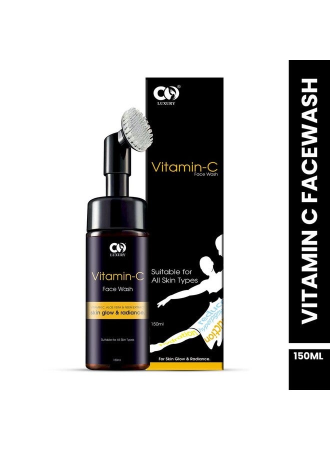 CO Luxury Brightening Vitamin C Foaming Face Wash | Built in Brush for Deep Cleansing | All Skin Type | Glowing Bright Skin | Paraben & Sulphates Free | Face Wash for Women & Men-150ml - Image 2