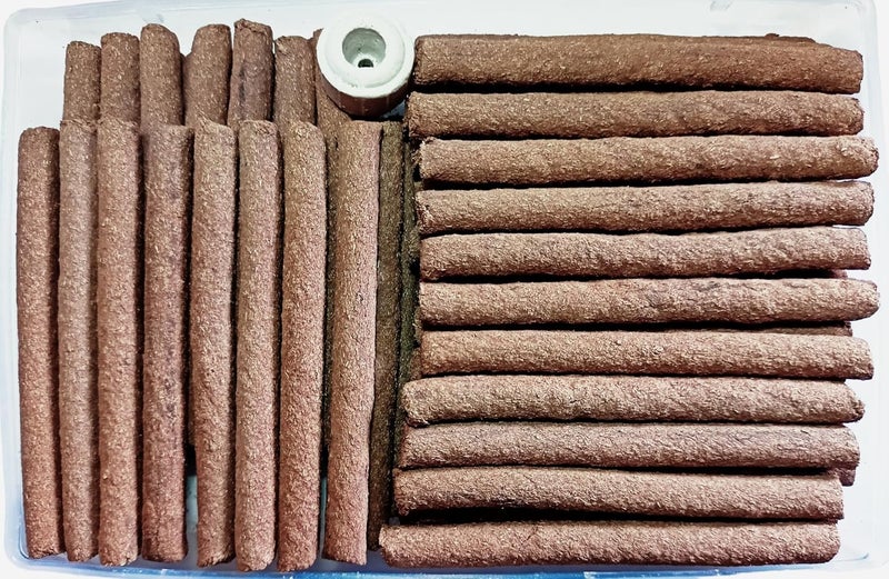 GURUSHRADDHA ENTERPRISE Cow Dung Dhoop Sticks Gau Samarpan Sai Flora Fragrance EcoFriendly Bamboo Less Natural Incense Dhoop Sticks with Stand (60 Pieces, 1 Set) - Image 2