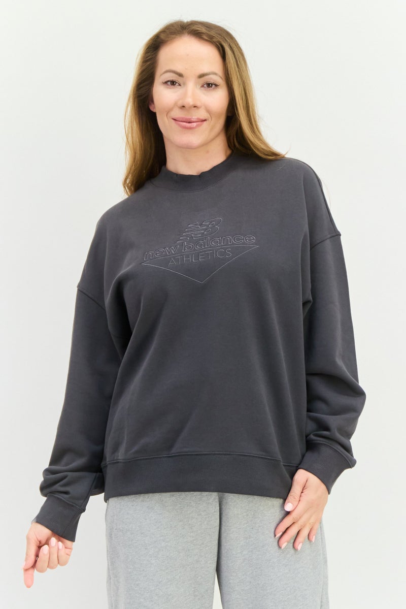 New Balance Women Sportswear Fit Long Sleeve Training Sweatshirt, Grey - Image 1