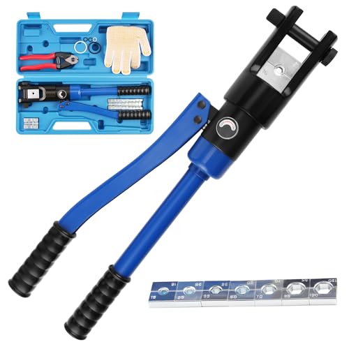 LICHAMP 16 Packs Hydraulic Cable Lug Tool with durable case 6 AWG to 40 AWG Battery Cable Crimping Tool WIRE Terminal Crimper Set 1203BL