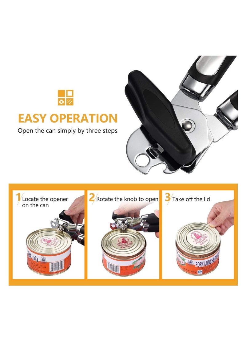 SYOSI - Can Opener Handheld Strongest Heaviest Duty, Manual Can Opener Ergonomic Designed Comfort Grips, Sharp Cutting Wheel for Smooth Edge Cut,with Large Turn Knob, Easy to Use - Image 1