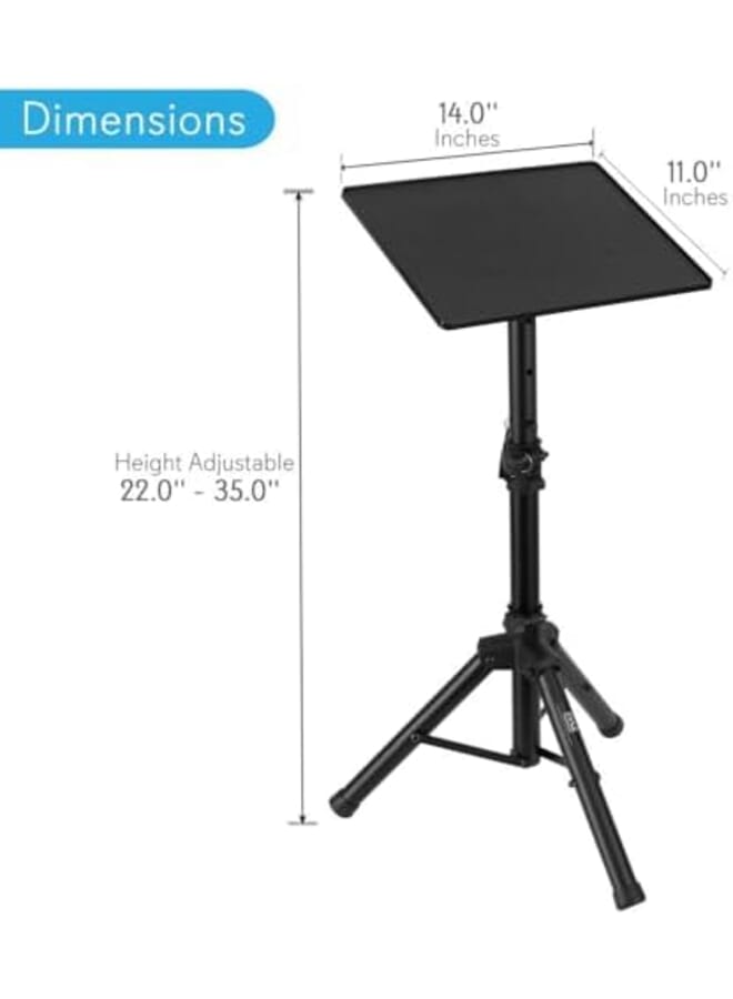 Pyle Universal Laptop Projector Tripod Stand Computer Book Dj Equipment Holder Mount Height Adjustable Up To 35 Inches W 14 X 11 Plate Size Perfect For Stage Or Studio Use Pro Plpts2 - Image 3