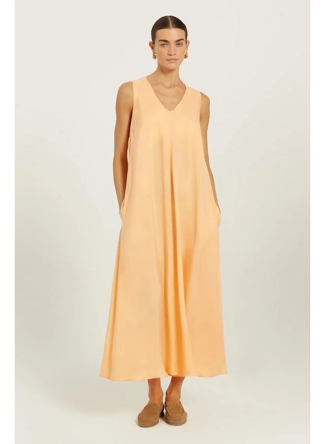 Mısırlı 1951 Peach Pocket-Detail Sleeveless Long Dress