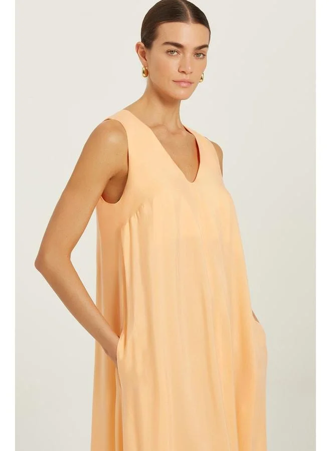 Mısırlı 1951 Peach Pocket-Detail Sleeveless Long Dress
