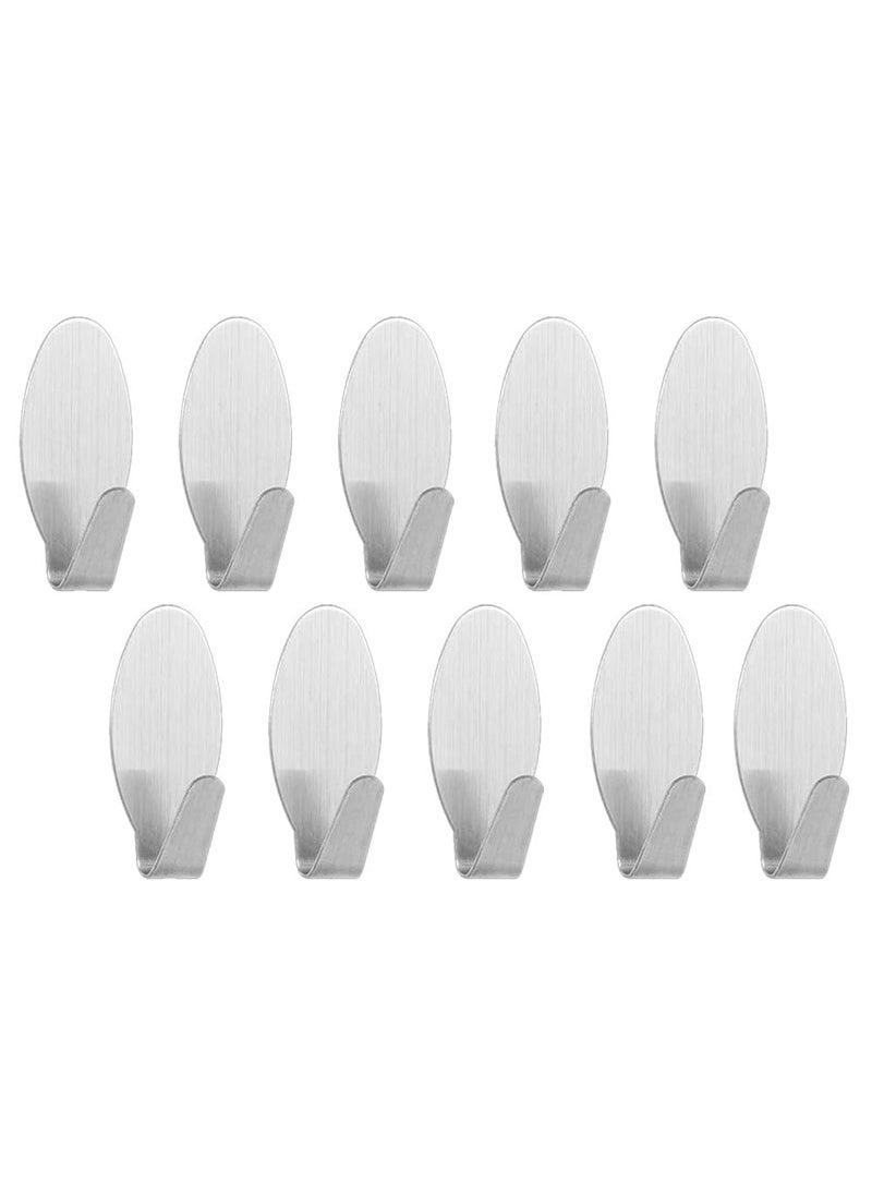 Art Street Art Street Adhesive Wall Hooks Multipurpose Small Oval Stainless Steel Adhesive Hooks Load Capacity Upto 1 Kg Silver Pack of 10 Size 15x35 Cm  - Image 1