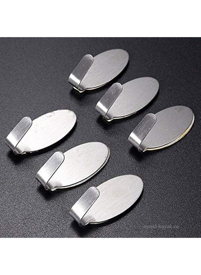 Art Street Art Street Adhesive Wall Hooks Multipurpose Small Oval Stainless Steel Adhesive Hooks Load Capacity Upto 1 Kg Silver Pack of 10 Size 15x35 Cm  - Image 5