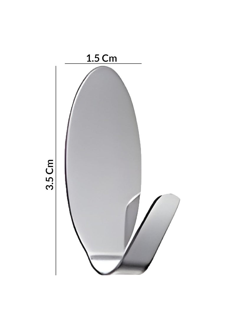 Art Street Art Street Adhesive Wall Hooks Multipurpose Small Oval Stainless Steel Adhesive Hooks Load Capacity Upto 1 Kg Silver Pack of 10 Size 15x35 Cm  - Image 3