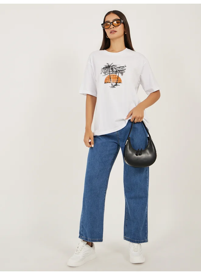 Styli Styli Graphic Print Short Sleeve Oversized T-Shirt