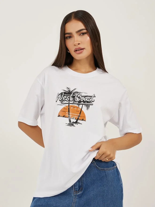 Graphic Print Short Sleeve Oversized T-Shirt