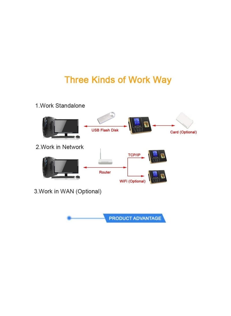 ماركة غير محددة - بصمة وقت بصمة البيومترية جهاز الحضور والتعرف على الوجوه شاشة TFT LCD شاشة USB بصمة الحضور نظام الحضور على مدار الساعة الموظف يقوم بتسجيل الدخول في المسجل - Image 1