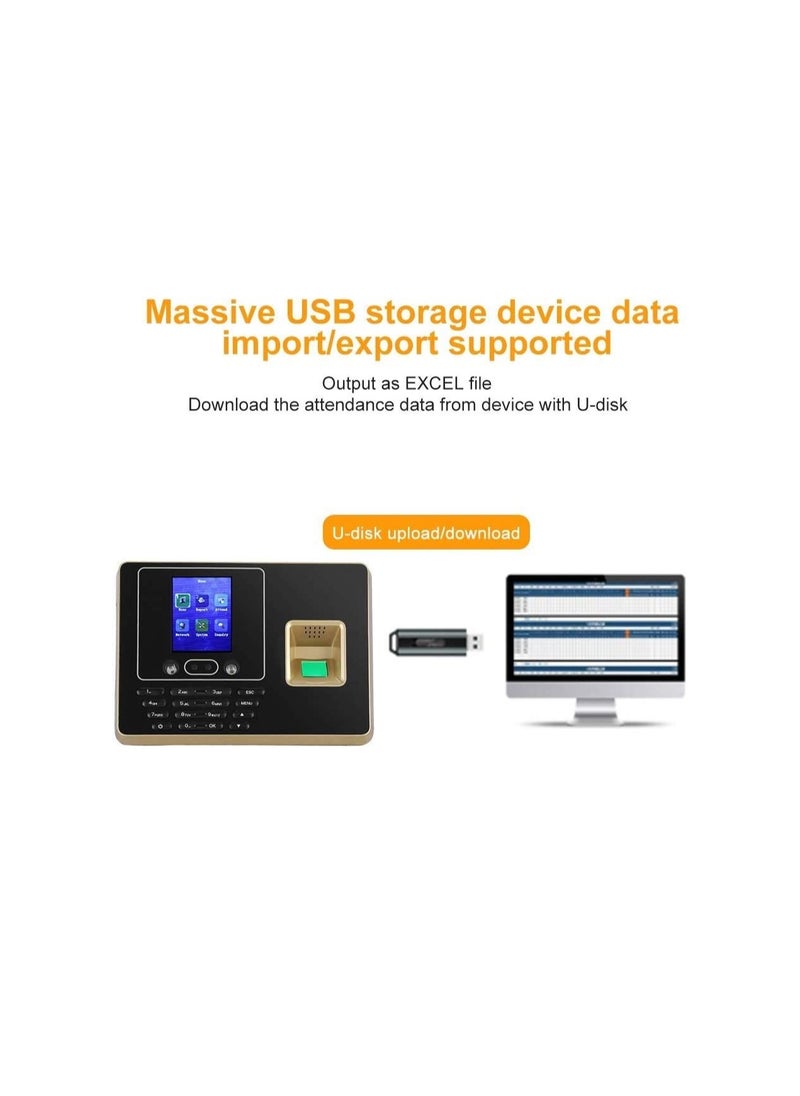 ماركة غير محددة - بصمة وقت بصمة البيومترية جهاز الحضور والتعرف على الوجوه شاشة TFT LCD شاشة USB بصمة الحضور نظام الحضور على مدار الساعة الموظف يقوم بتسجيل الدخول في المسجل - Image 1