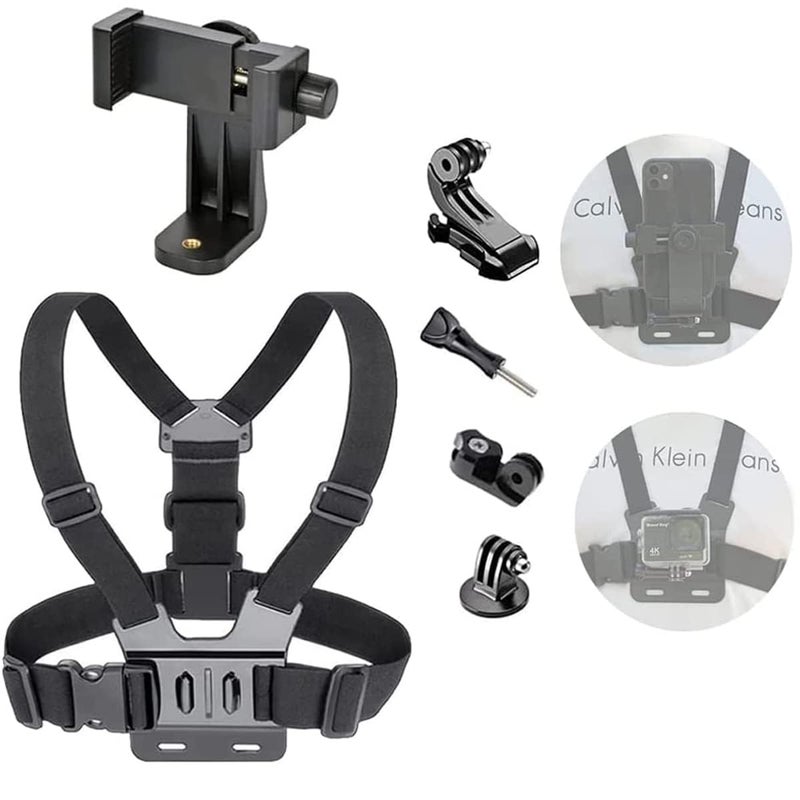 MVPRO Chest Strap Mount Adjustable Body Harness Belt for Mobile Phone Action Camera Mount Strap for Vlogging Compatible with All Cell Phones and GoPro Hero 9,8,7,6,5,OSMO,AKASO - Image 1