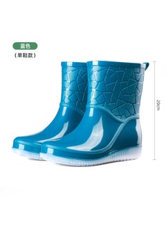 Generic New Style Kitchen Non-Slip Waterproof Flat Fashionable Rain Boots Womens Mid-Tube Fashionable Womens Adult Thick Bottom Rain Boots for Women3158 shoes-Blue 3158 shoes-Blue 